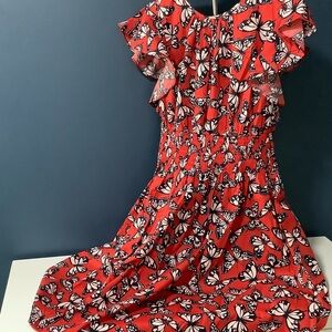 kate spade Red Butterfly Print Midi Dress